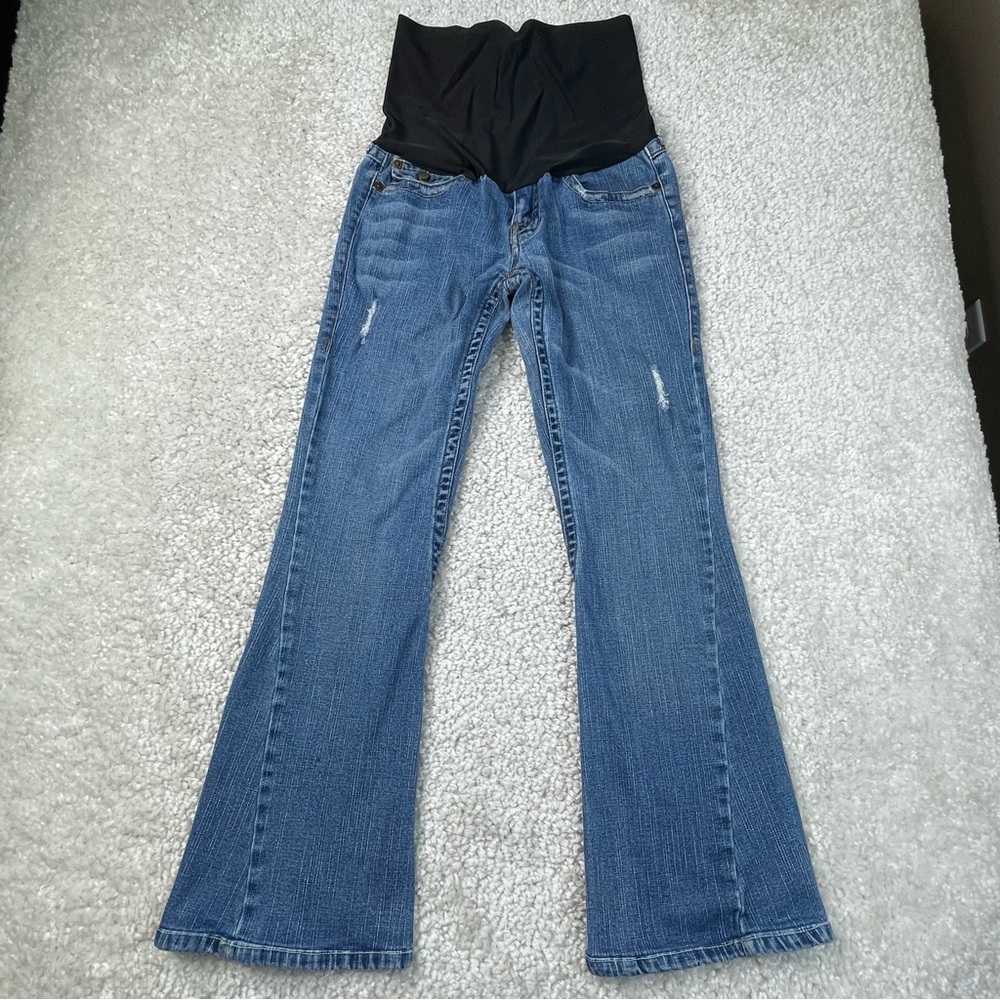 True Religion Joey Twisted Hem FlareJeans size 31 Maternity y2k M19